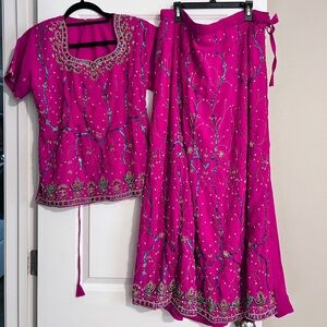 Magenta Embellished Indian Lehenga
